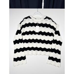 NEW $88 - DEAR JOHN Daisy Sweater Striped Black White - Women's Medium